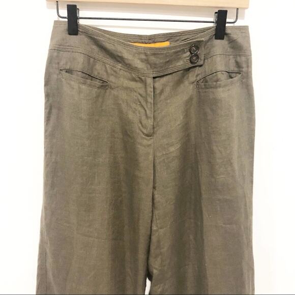 CYNTHIA Cynthia Steffe 100% linen brown cropped pants 4 - Picture 2 of 10
